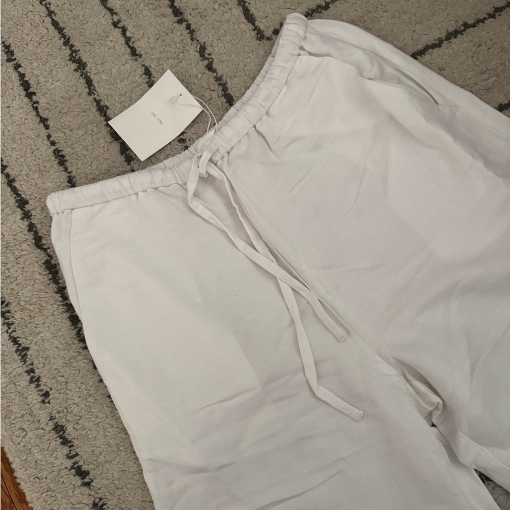 OAK + FORT White Drawstring Linen Pants (XS)
